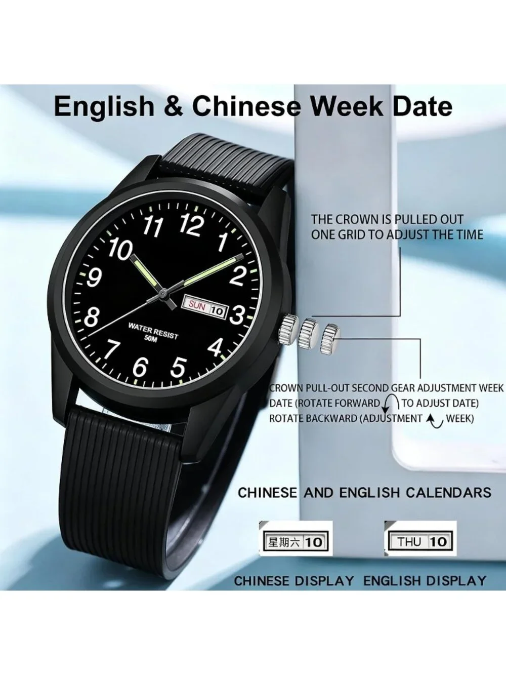 Men's Black Simple Minimalist Sport Waterproof Casual Analog  Quartz Wrist Watch